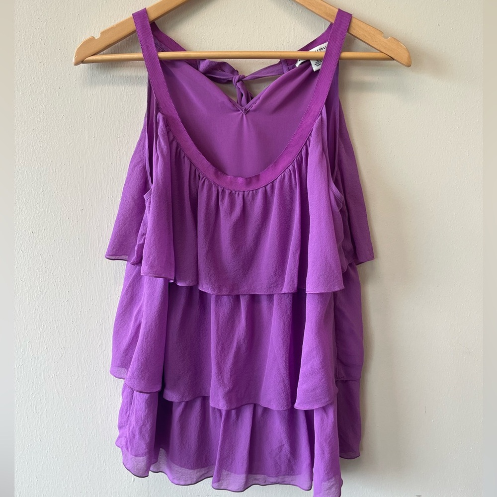 Banana Republic 100% silk purple tiered sleeveless top